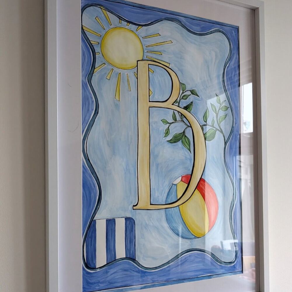 Illuminated letter B, personalised watercolour commission by Antoinette Jordaine