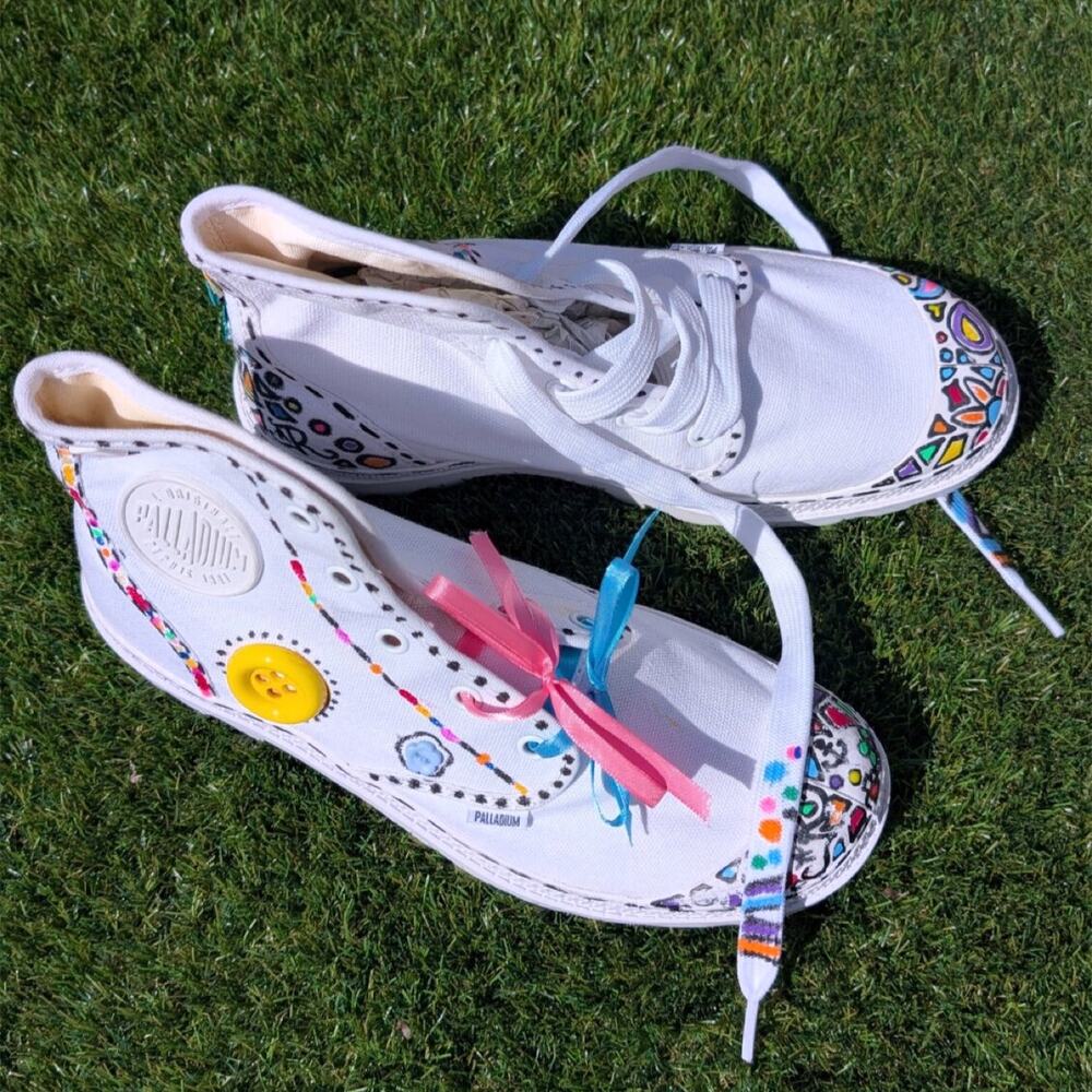 Hand-painted canvas boots by Antoinette Jordaine